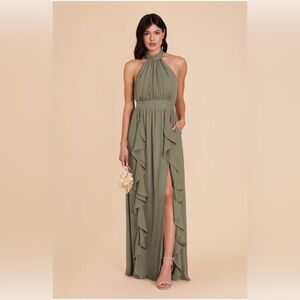 Elegant Olive Green Halter Maxi Dress